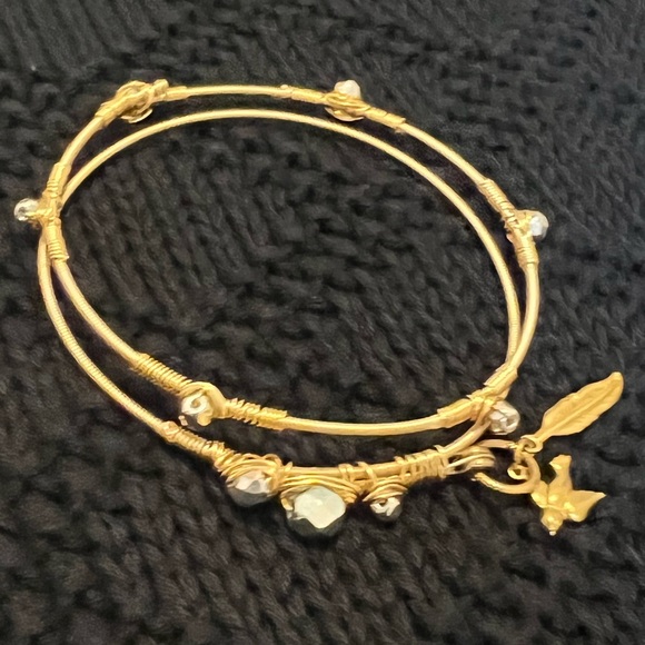 Guitar String Bangles Bracelet Gold Set of Two - Picture 7 of 10
